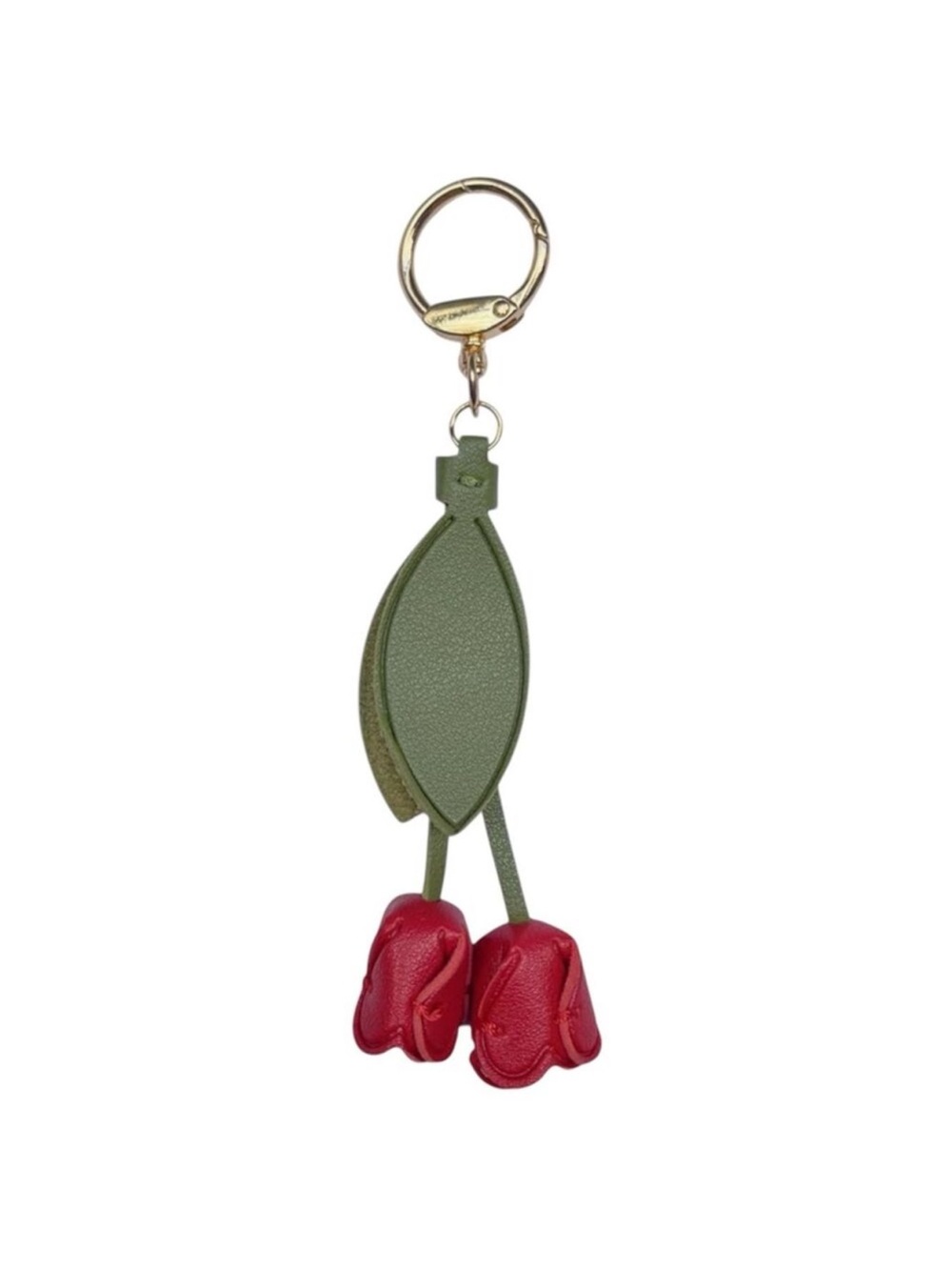 NEW Green and Red Leather Tulips Keychain Bag Charm